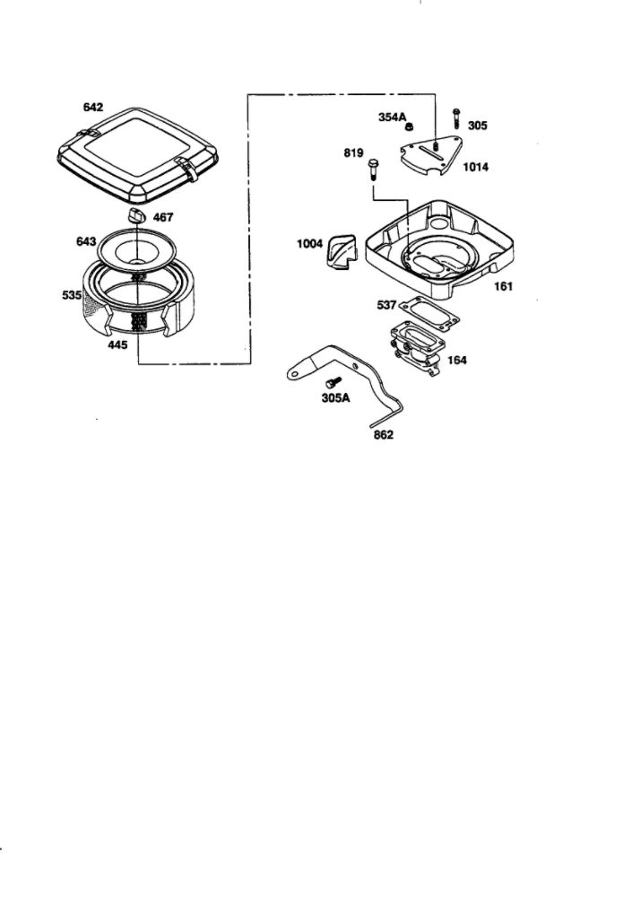Air Filter Diagram and Parts List for 350455-1162-E1  Briggs and Stratton Engine